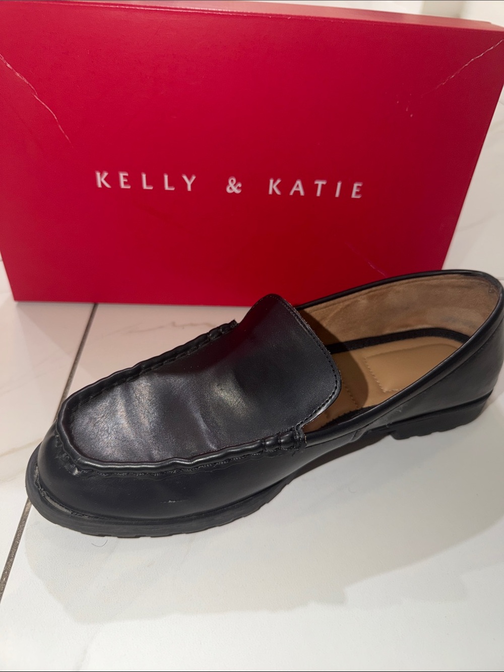 Kelly & Katie Black Leather Slip-On Loafer